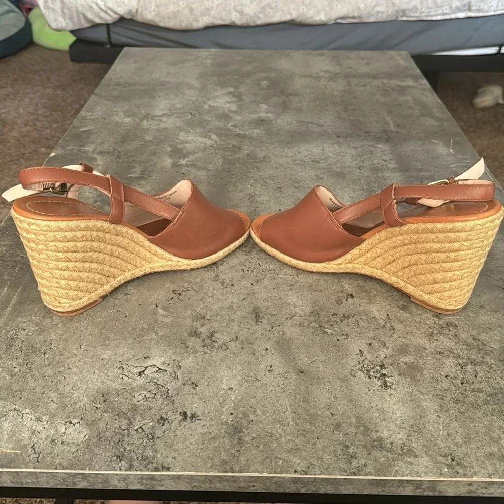 Kate Spade Bowdon Luggage Napa Natural Rope Wedge size 11